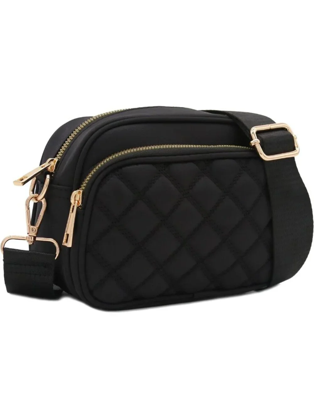 Stylish Quilted Nylon Crossbody Bag with Wide Adjustable Strap - Perfect for